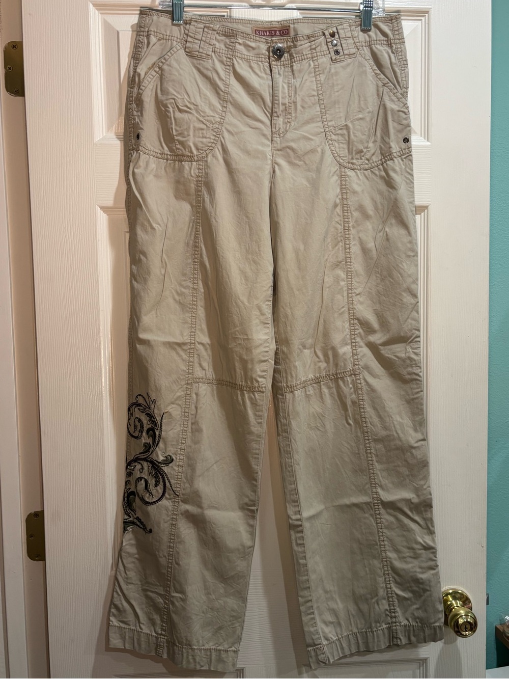 Khakis & Co Embroidered Women’s Cargo Pants Size 10 Y2K 90s Baggy Pants